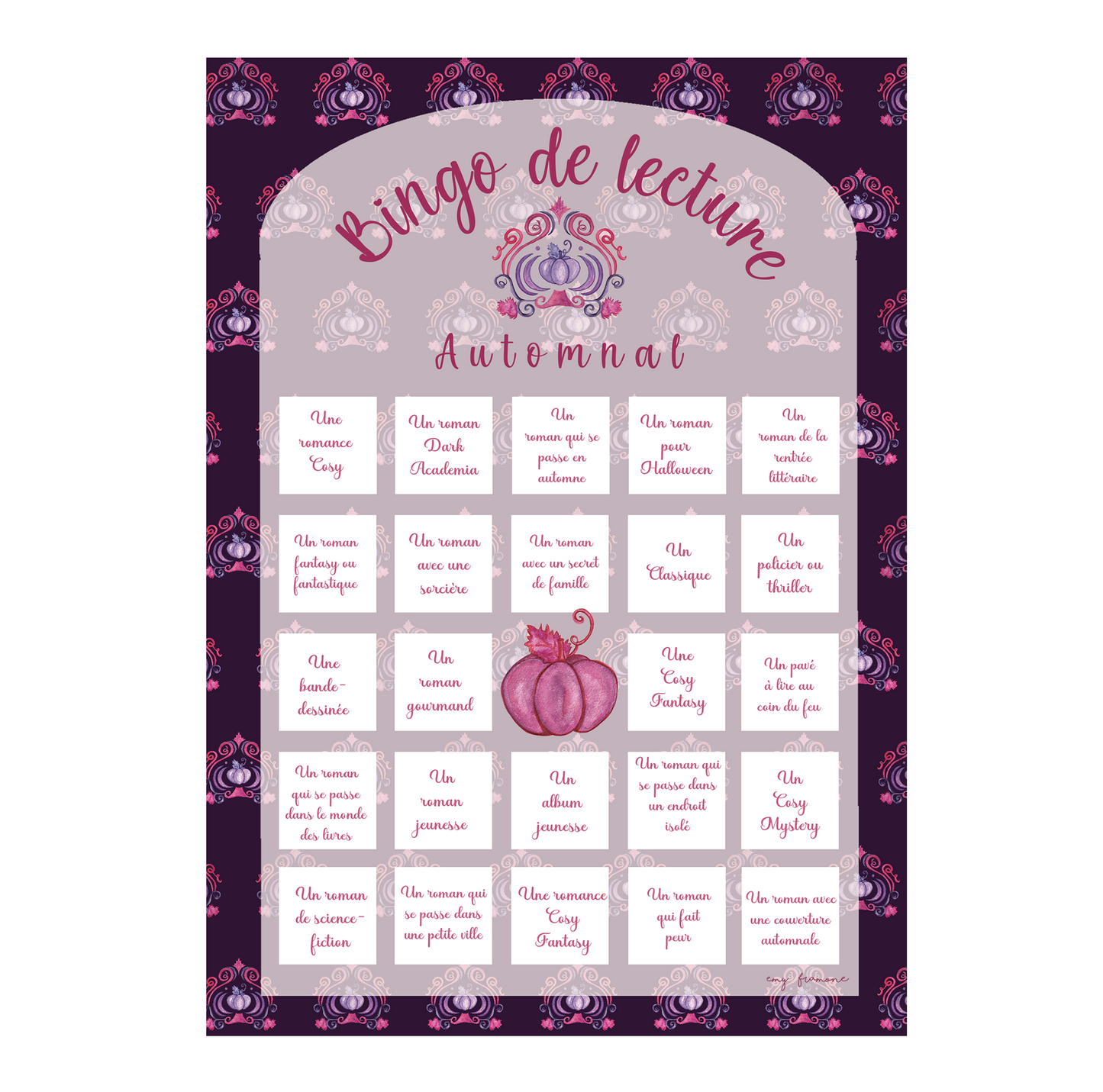 Bingo de lecture automnal