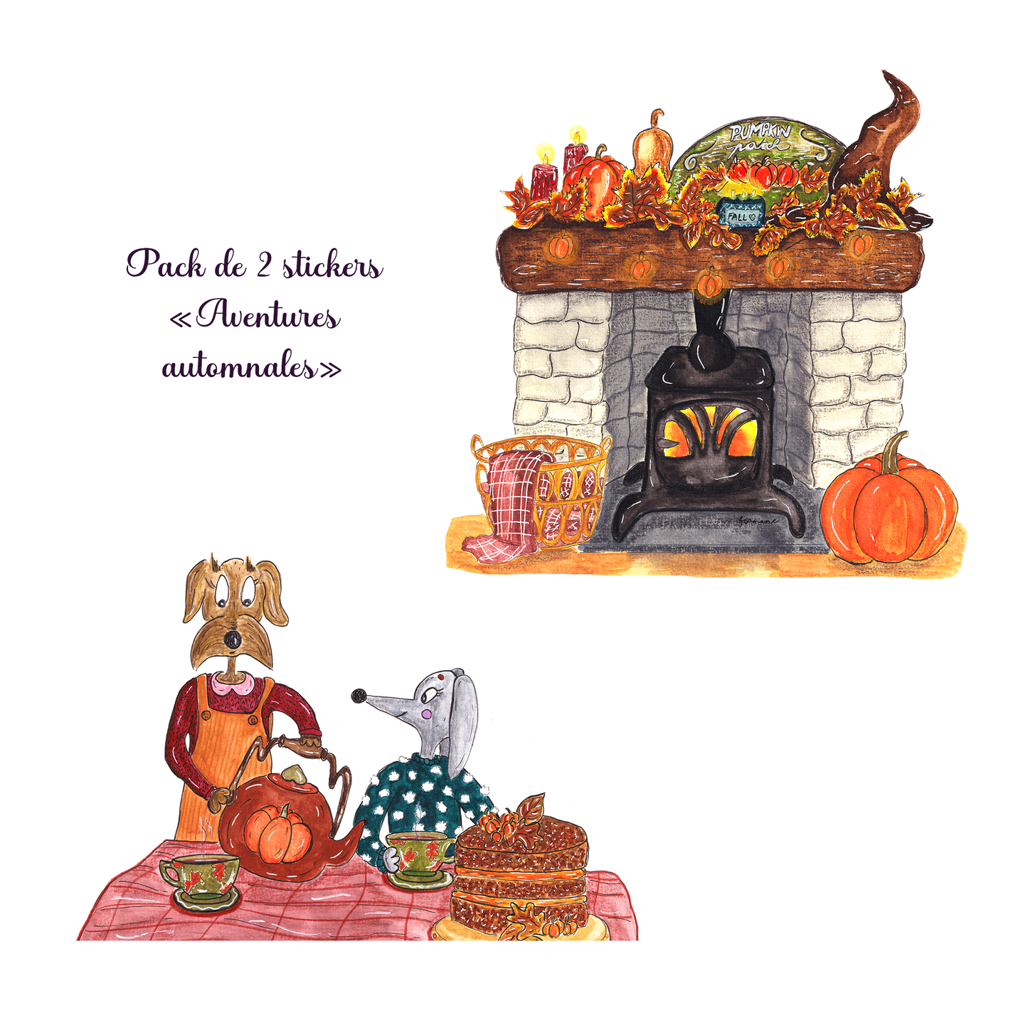 Pack de 2 stickers "Aventures automnales"