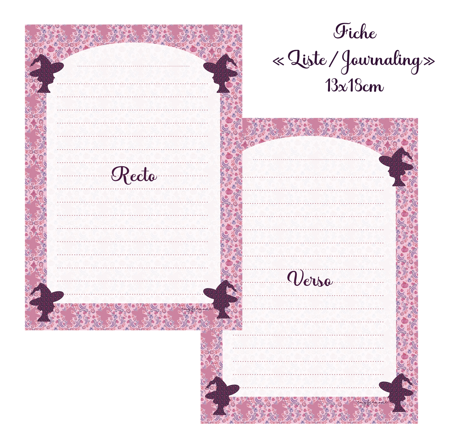 Fiche Liste/Journaling "Pink Witch"