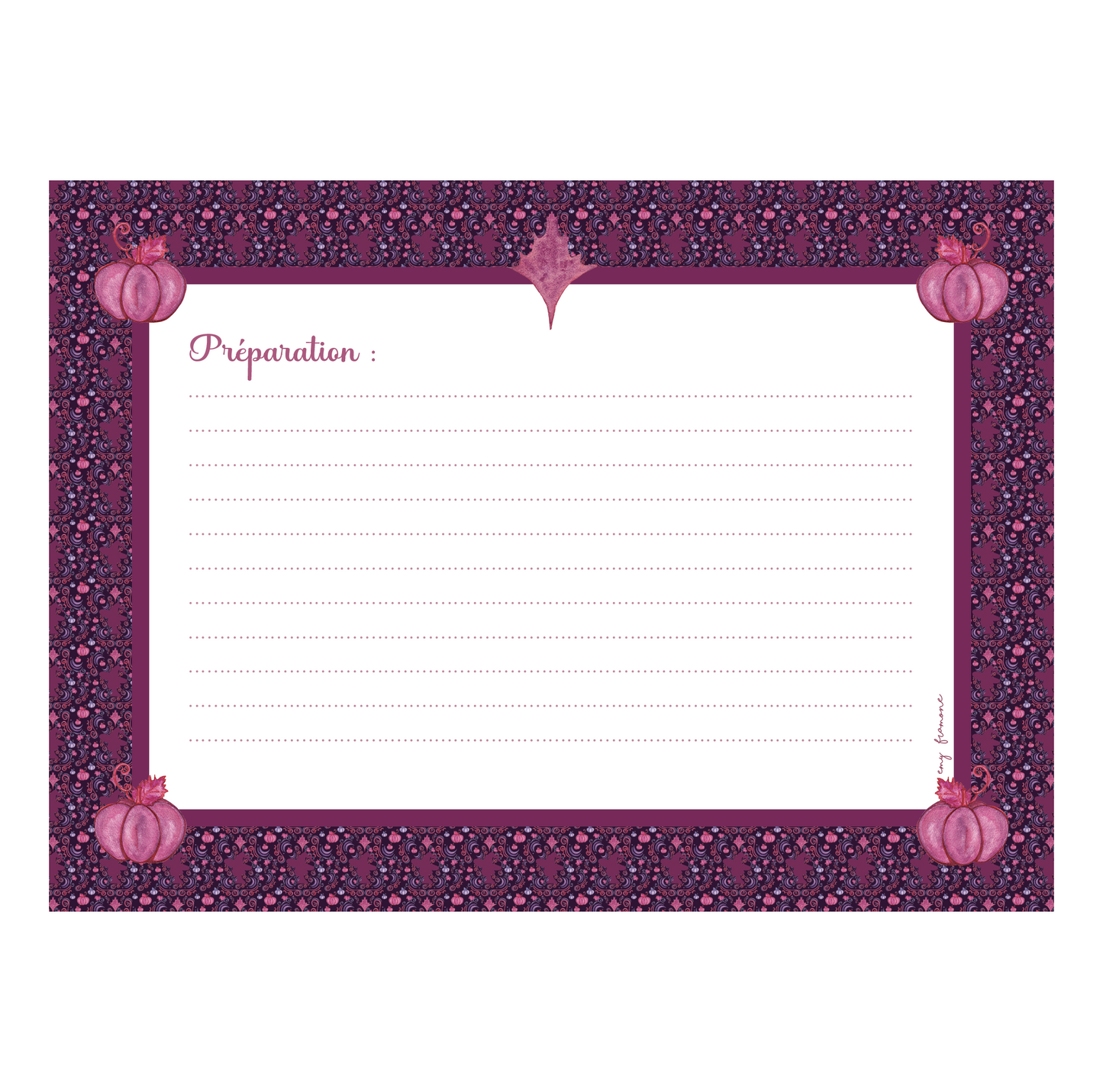 Pack de 5 fiches Recettes A6